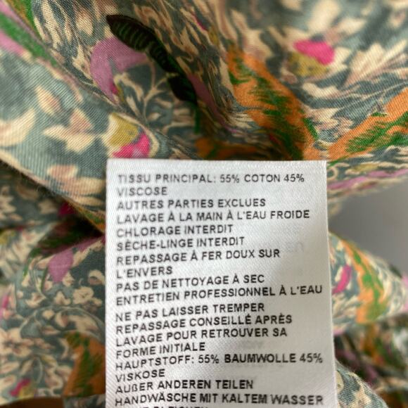 BA&SH Ecru Floral Jerry 3/4 Sleeve Relaxed Scoop Neck Top Large Cotton - Picture 12 of 15